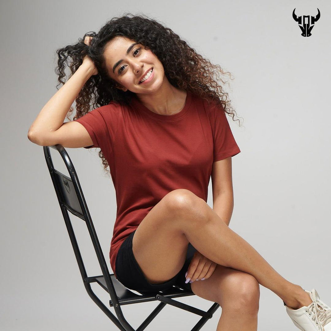 Brick Red Women's Half Sleeve T-Shirt - House Of Hustlers