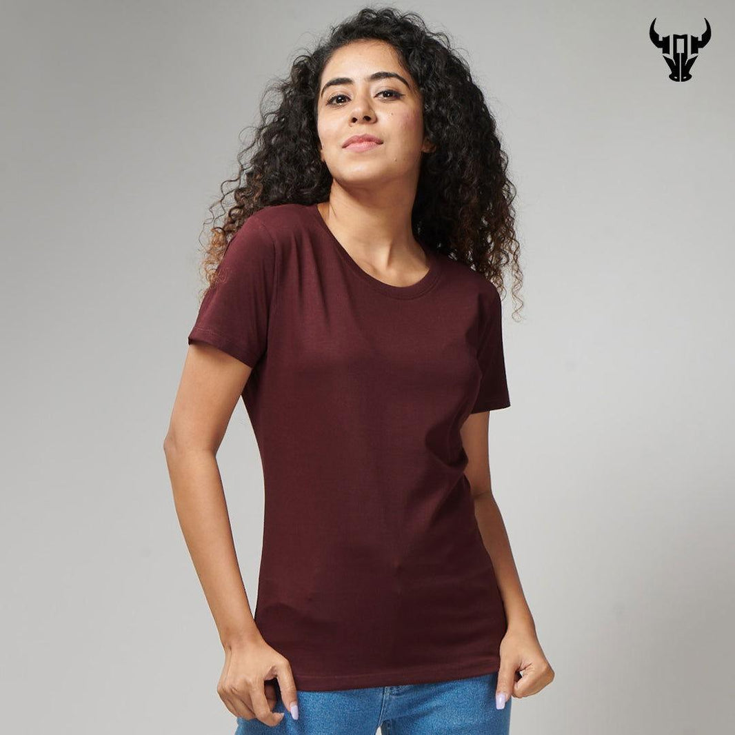Burgundy Women's Half Sleeve T-Shirt - House Of Hustlers