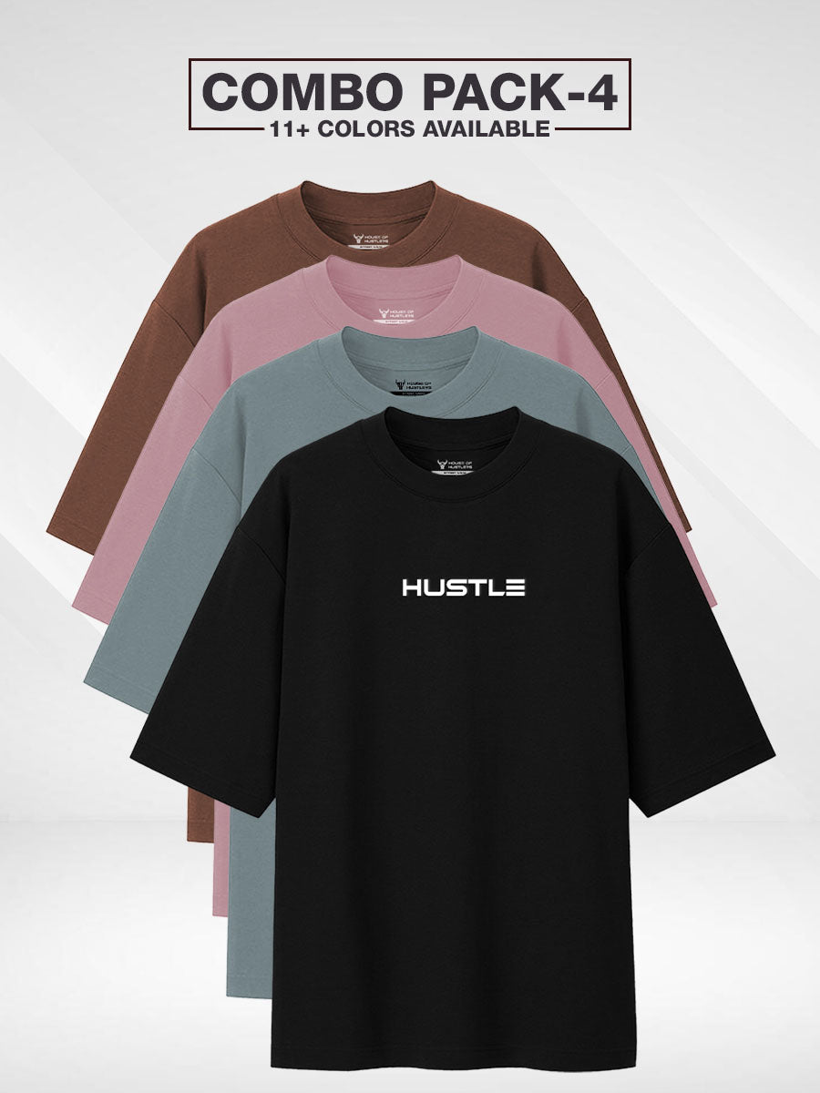 Pack of 4 - 'Hustle' Unisex Oversized Tee - House Of Hustlers