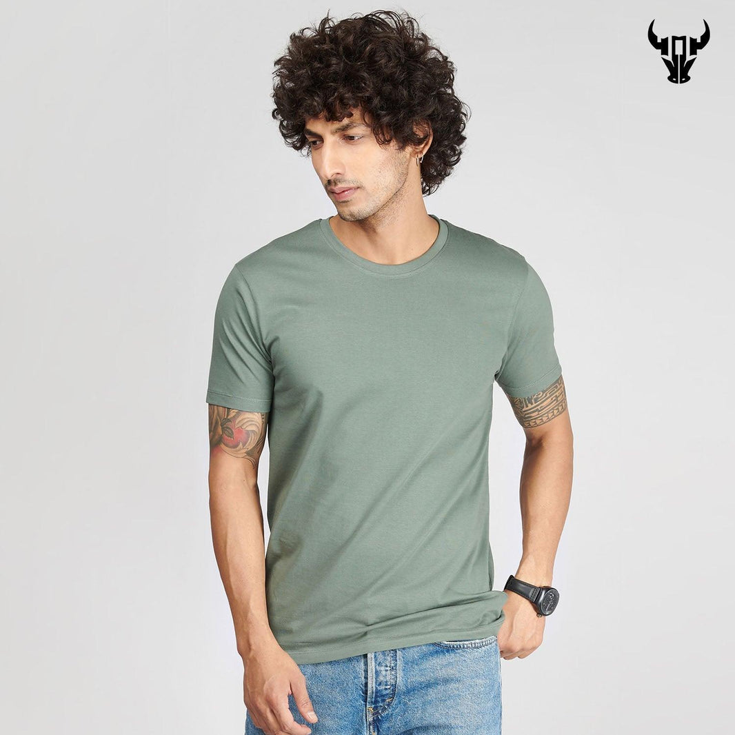 Sage Green Men's Half Sleeve T-Shirt - House Of Hustlers