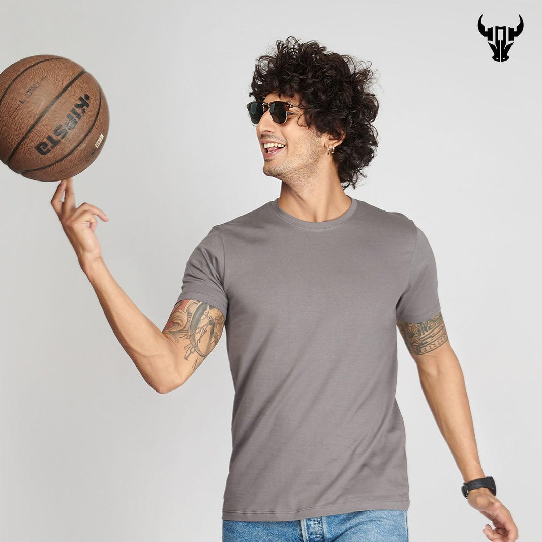 Steel Grey Men's Half Sleeve T-Shirt - House Of Hustlers