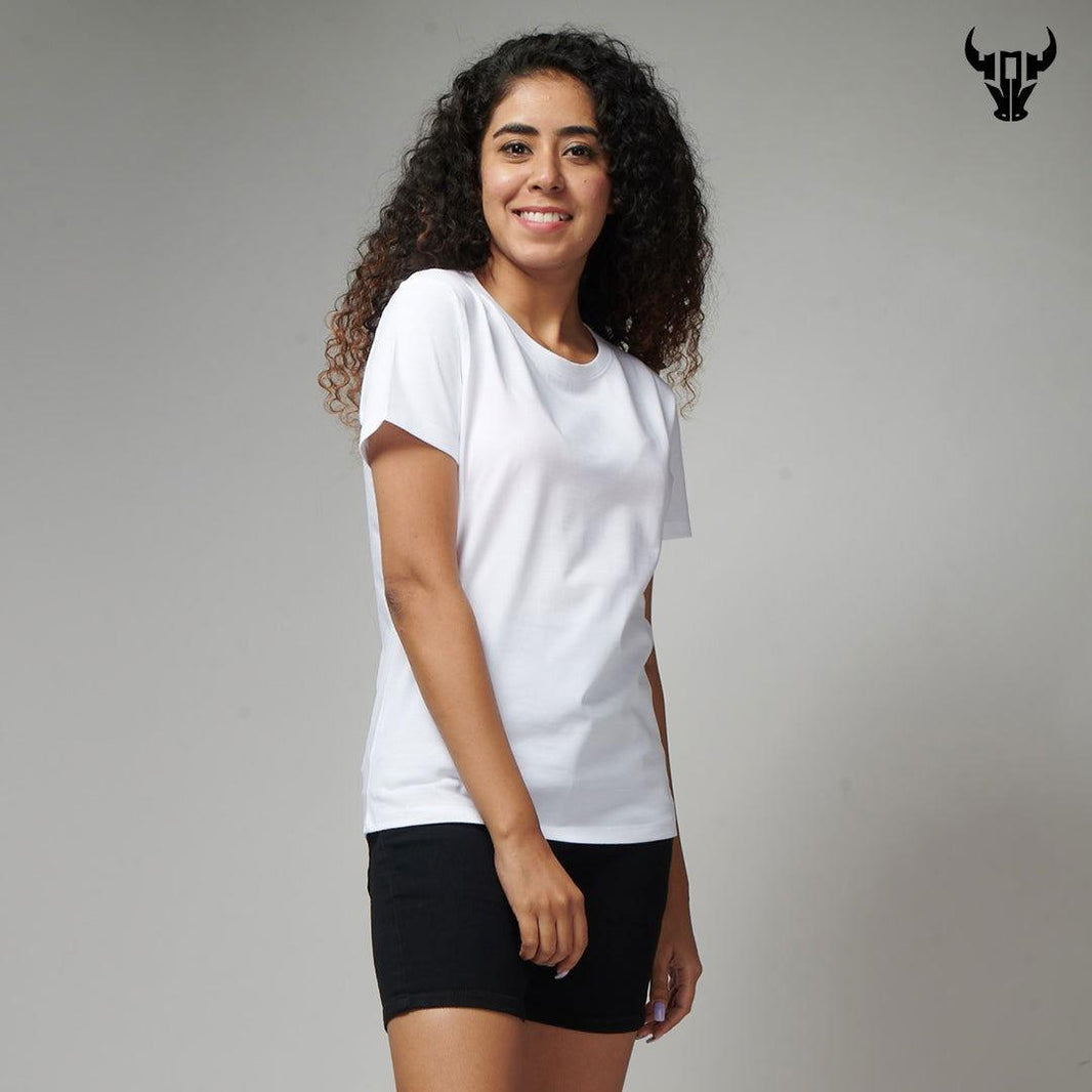 White Women's Half Sleeve T-Shirt - House Of Hustlers