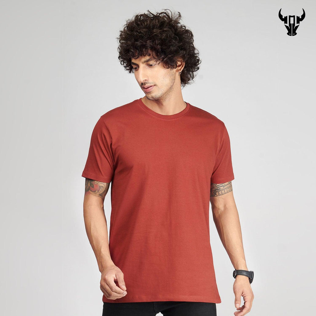 Brick Red Men's Half Sleeve T-Shirt - House Of Hustlers