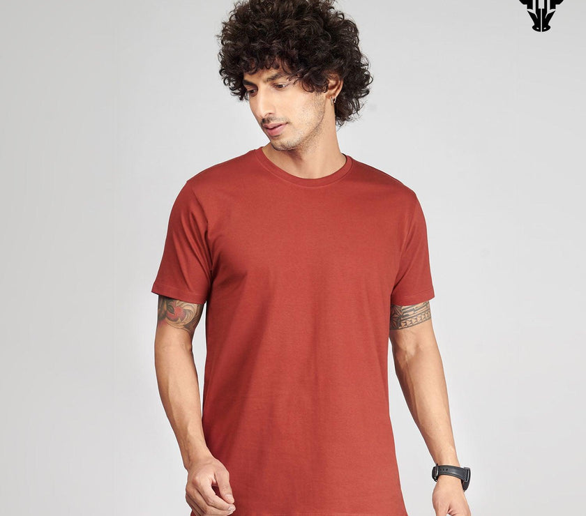 Brick Red Men's Half Sleeve T-Shirt - House Of Hustlers