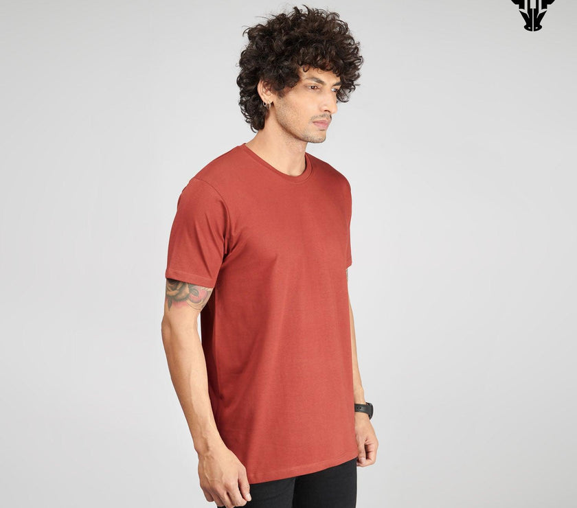 Brick Red Men's Half Sleeve T-Shirt - House Of Hustlers