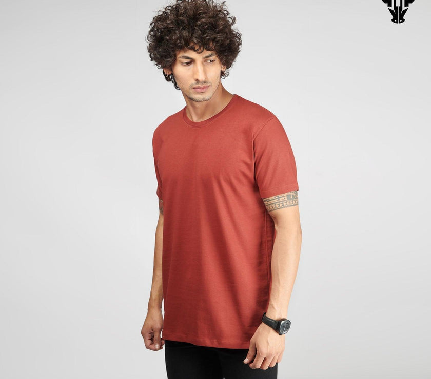 Brick Red Men's Half Sleeve T-Shirt - House Of Hustlers