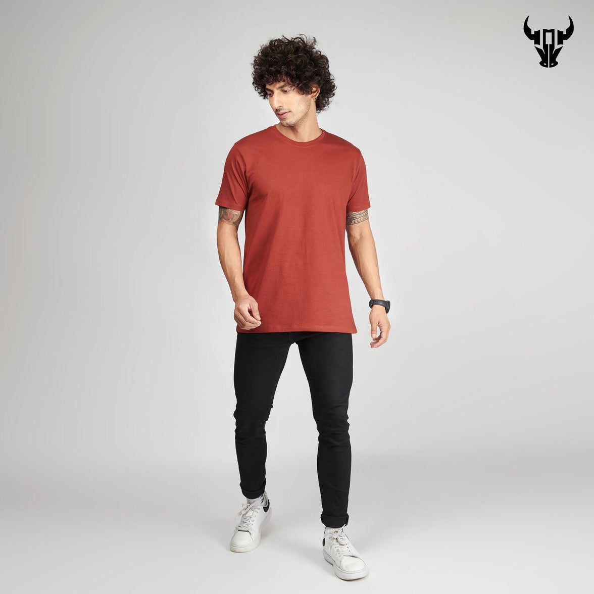Brick Red Men's Half Sleeve T-Shirt - House Of Hustlers