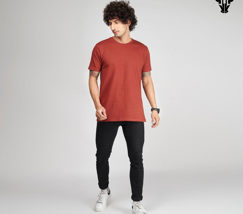 Brick Red Men's Half Sleeve T-Shirt - House Of Hustlers