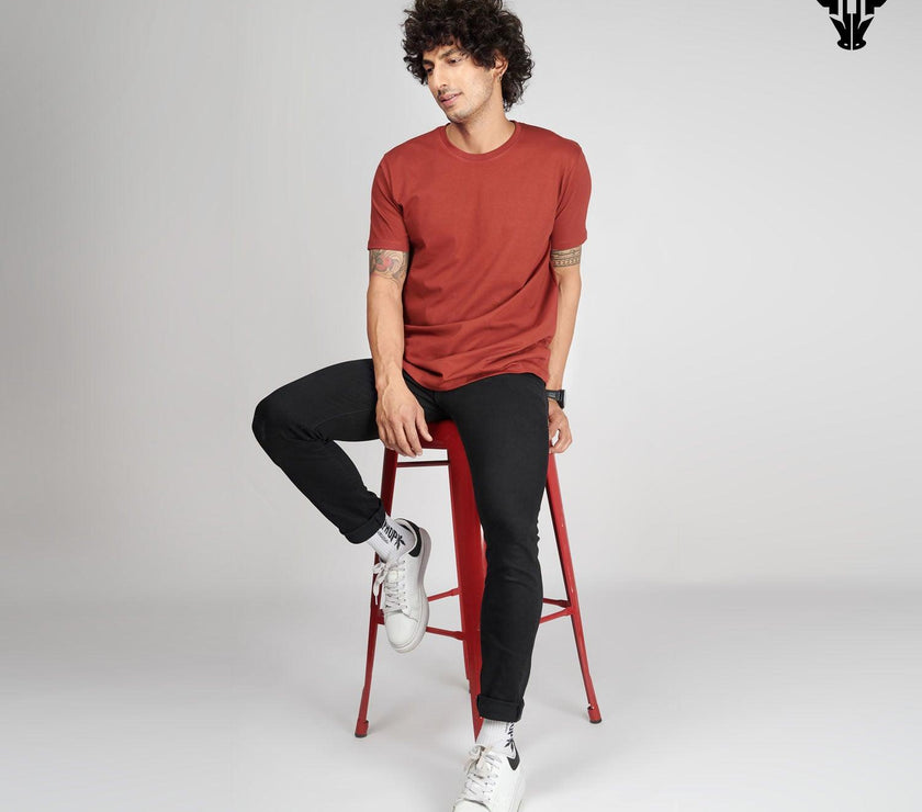 Brick Red Men's Half Sleeve T-Shirt - House Of Hustlers