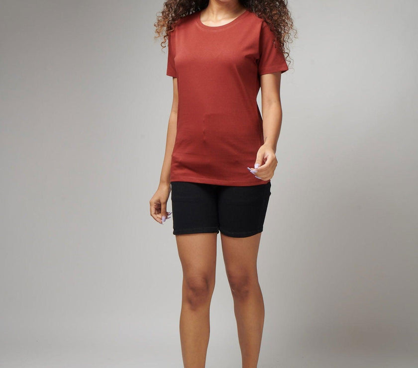 Brick Red Women's Half Sleeve T-Shirt - House Of Hustlers