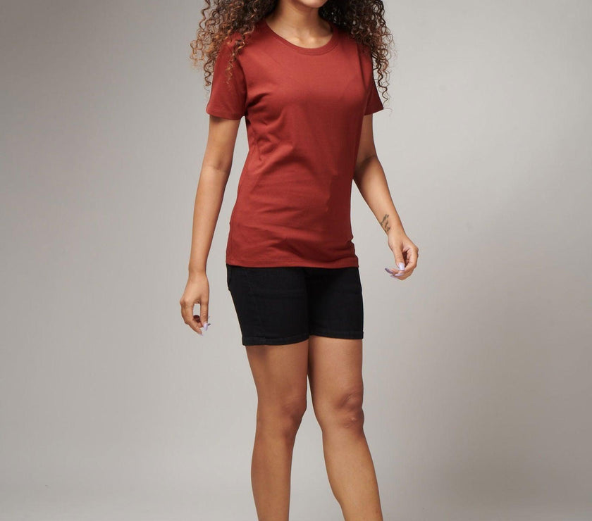 Brick Red Women's Half Sleeve T-Shirt - House Of Hustlers
