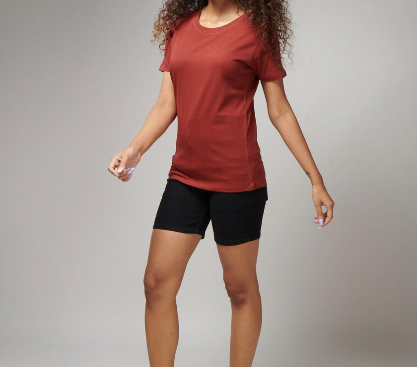 Brick Red Women's Half Sleeve T-Shirt - House Of Hustlers