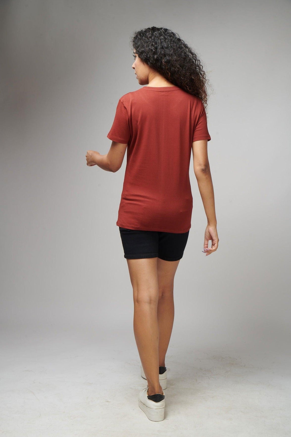 Brick Red Women's Half Sleeve T-Shirt - House Of Hustlers