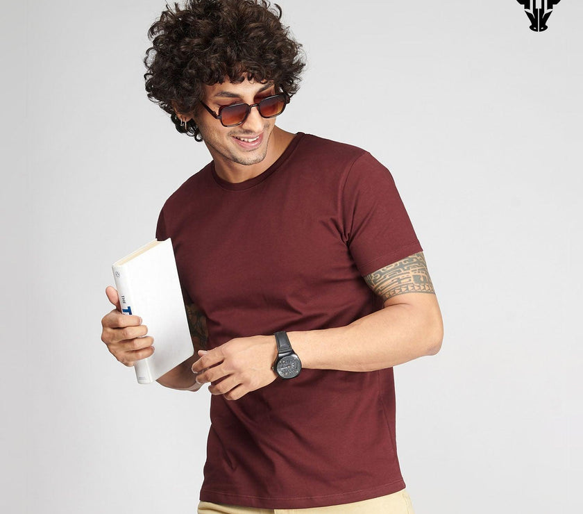 Burgundy Men's  Half Sleeve T-Shirt - House Of Hustlers