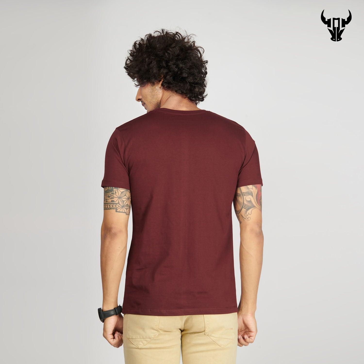 Burgundy Men's  Half Sleeve T-Shirt - House Of Hustlers