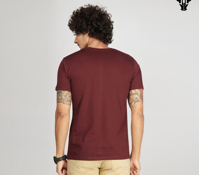 Burgundy Men's  Half Sleeve T-Shirt - House Of Hustlers