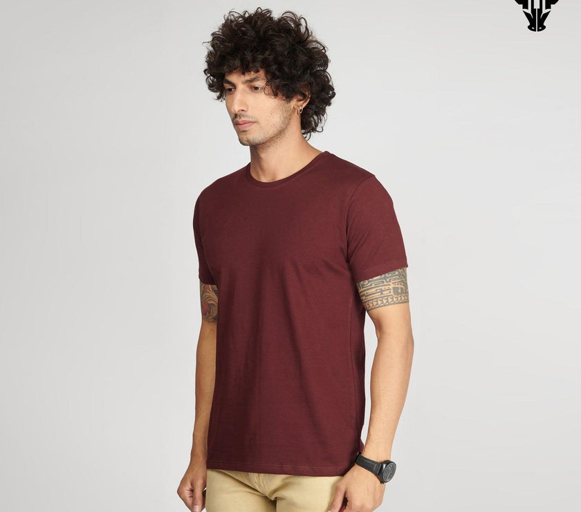Burgundy Men's  Half Sleeve T-Shirt - House Of Hustlers