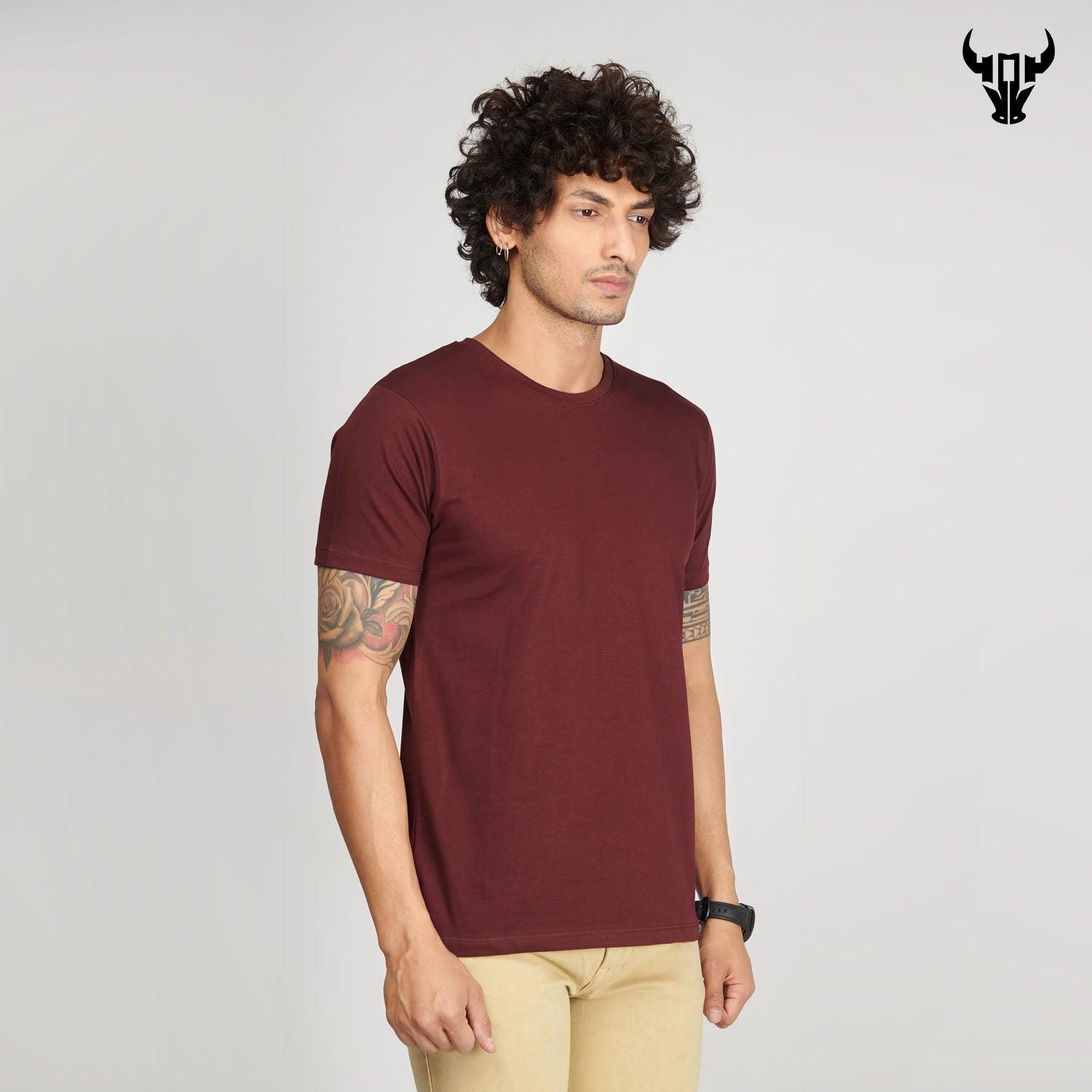 Burgundy Men's  Half Sleeve T-Shirt - House Of Hustlers