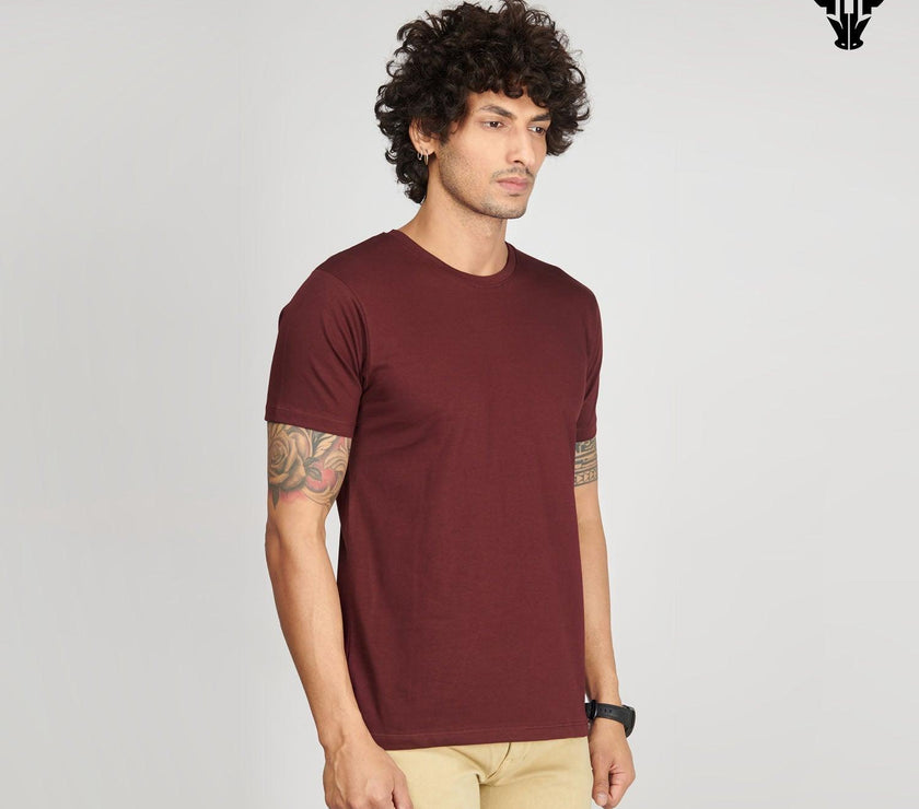 Burgundy Men's  Half Sleeve T-Shirt - House Of Hustlers