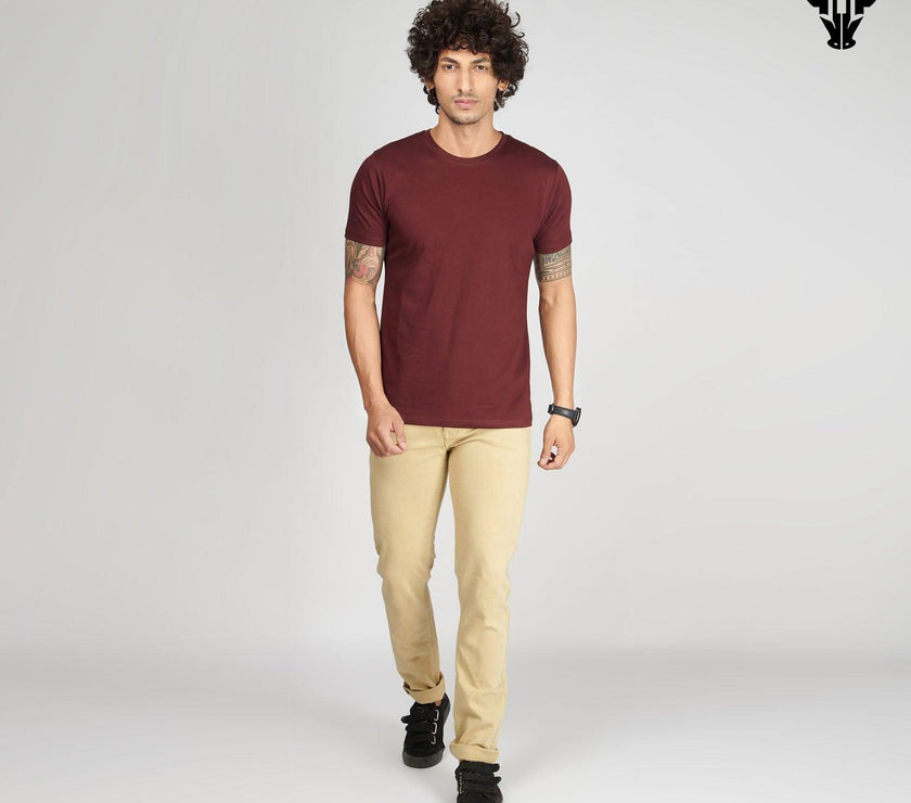 Burgundy Men's  Half Sleeve T-Shirt - House Of Hustlers