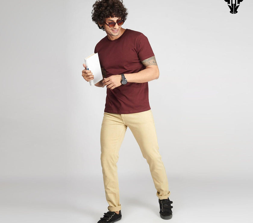 Burgundy Men's  Half Sleeve T-Shirt - House Of Hustlers