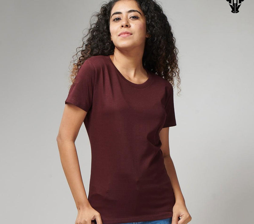 Burgundy Women's Half Sleeve T-Shirt - House Of Hustlers