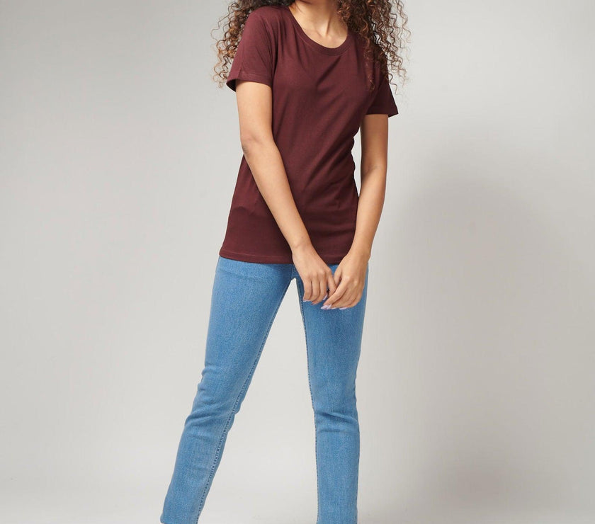 Burgundy Women's Half Sleeve T-Shirt - House Of Hustlers