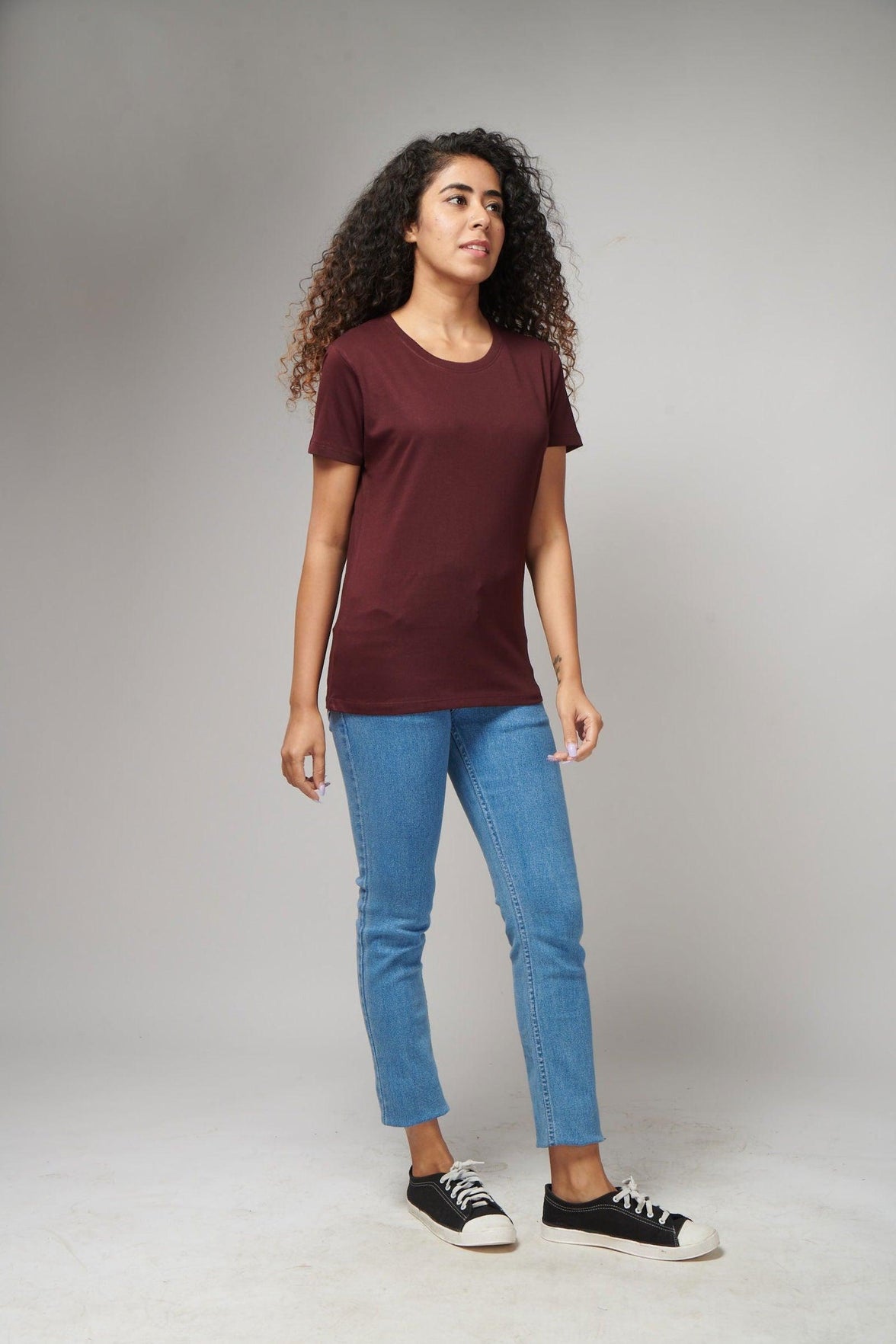 Burgundy Women's Half Sleeve T-Shirt - House Of Hustlers