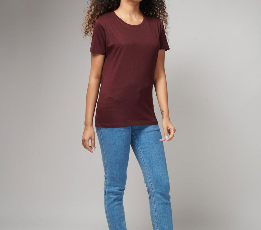 Burgundy Women's Half Sleeve T-Shirt - House Of Hustlers