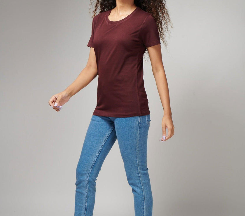 Burgundy Women's Half Sleeve T-Shirt - House Of Hustlers