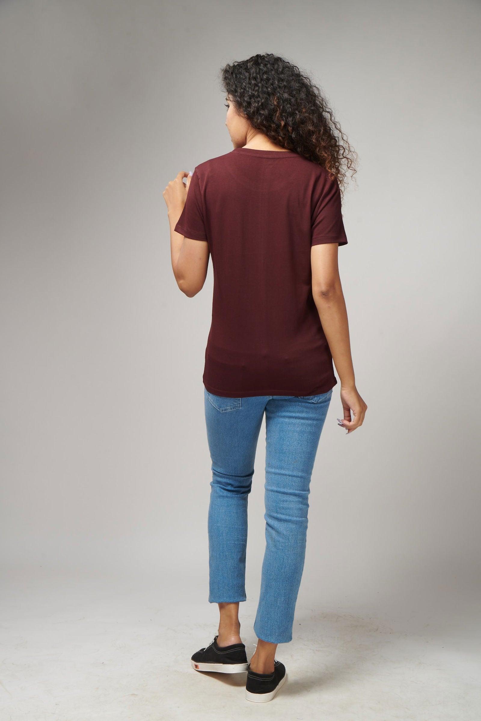 Burgundy Women's Half Sleeve T-Shirt - House Of Hustlers