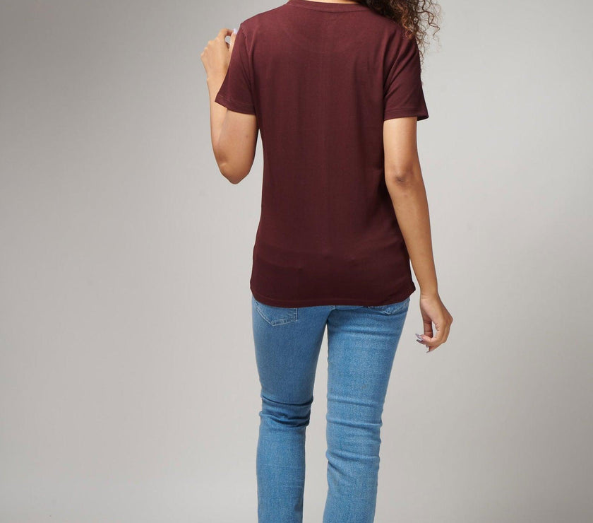 Burgundy Women's Half Sleeve T-Shirt - House Of Hustlers