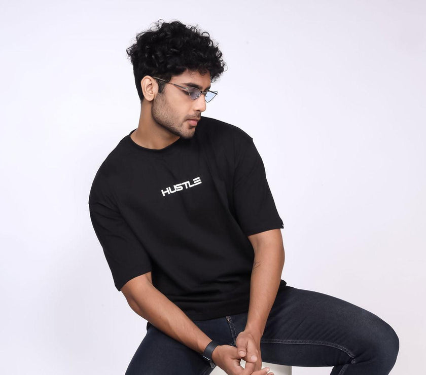 'Hustle' Black Unisex Oversized Tee - House Of Hustlers