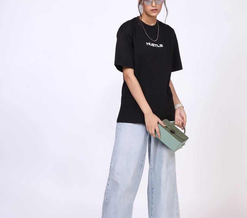 'Hustle' Black Unisex Oversized Tee - House Of Hustlers