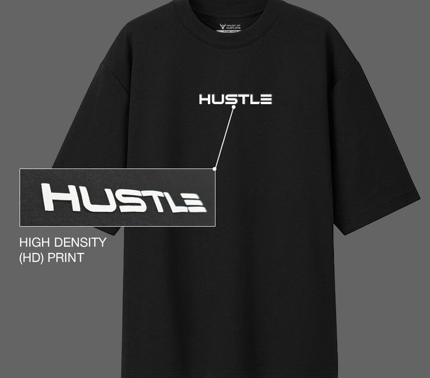 'Hustle' Black Unisex Oversized Tee - House Of Hustlers