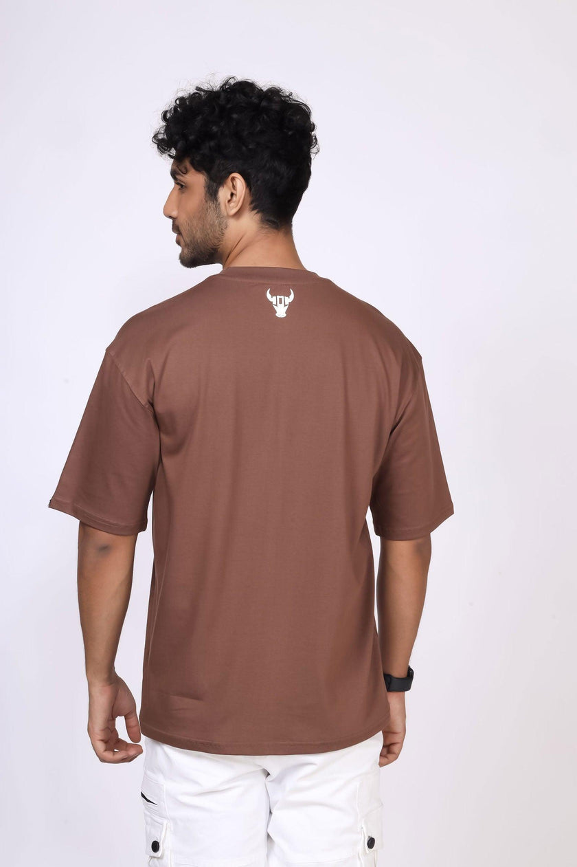 'Hustle' Brown Unisex Oversized Tee - House Of Hustlers