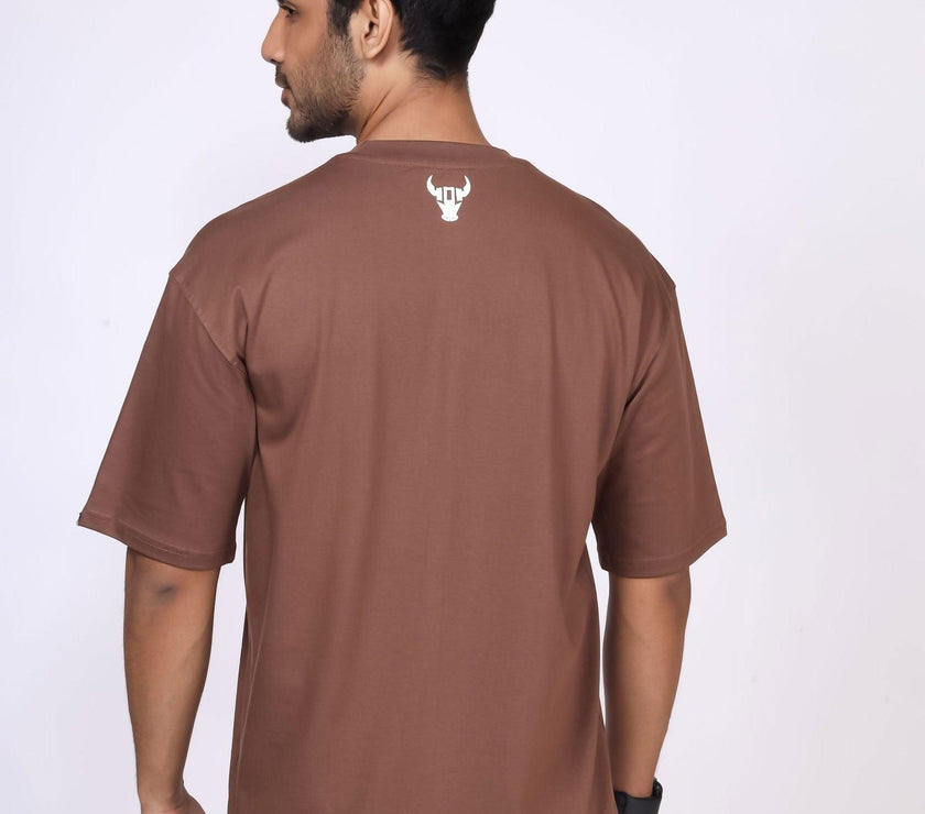 'Hustle' Brown Unisex Oversized Tee - House Of Hustlers