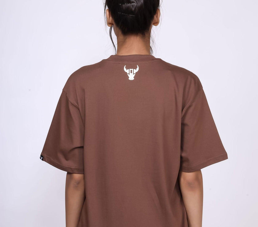 'Hustle' Brown Unisex Oversized Tee - House Of Hustlers