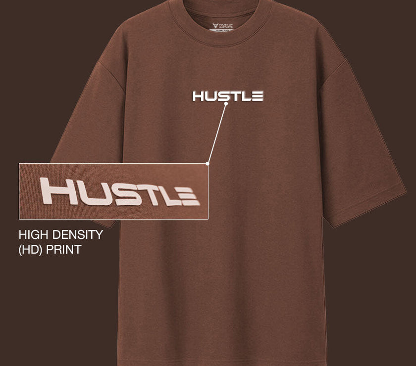 'Hustle' Brown Unisex Oversized Tee - House Of Hustlers