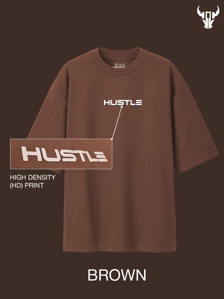 'Hustle' Brown Unisex Oversized Tee - House Of Hustlers