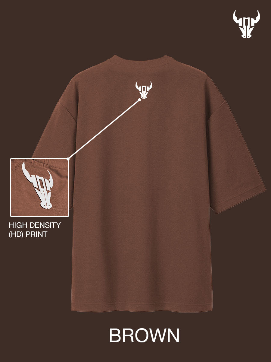 'Hustle' Brown Unisex Oversized Tee - House Of Hustlers