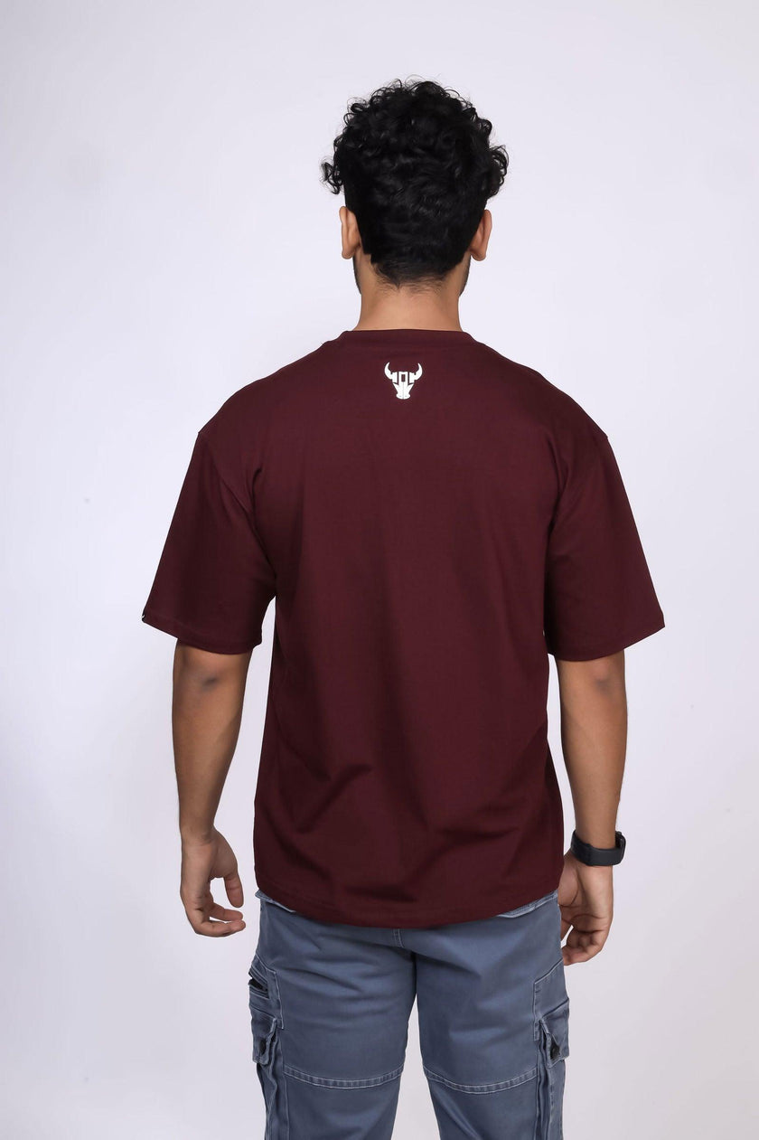 'Hustle' Burgundy Unisex Oversized Tee - House Of Hustlers