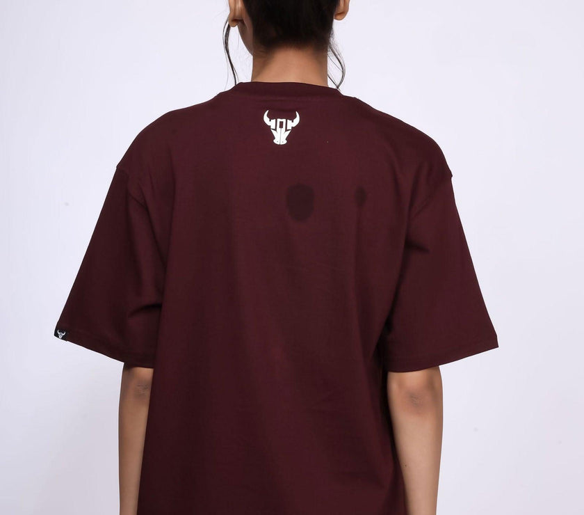 'Hustle' Burgundy Unisex Oversized Tee - House Of Hustlers