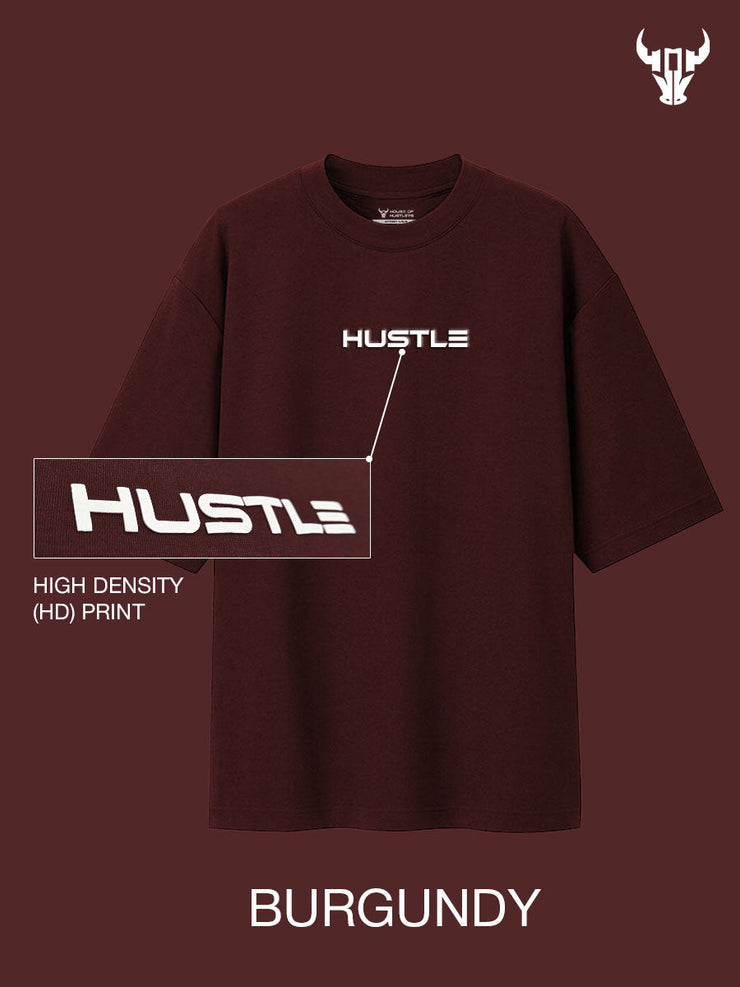 'Hustle' Burgundy Unisex Oversized Tee - House Of Hustlers
