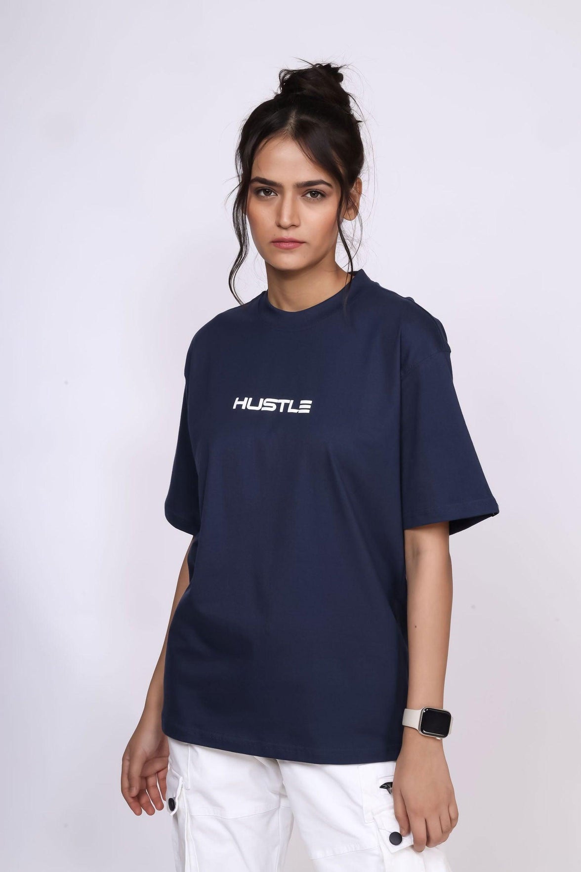 'Hustle' Navy Unisex Oversized Tee - House Of Hustlers
