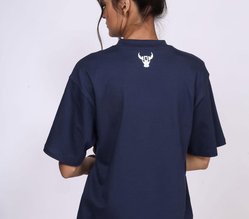 'Hustle' Navy Unisex Oversized Tee - House Of Hustlers