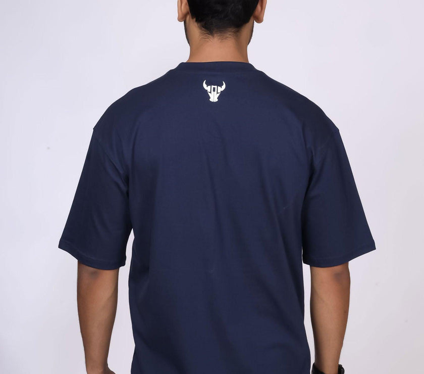 'Hustle' Navy Unisex Oversized Tee - House Of Hustlers