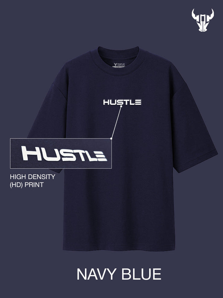 'Hustle' Navy Unisex Oversized Tee - House Of Hustlers