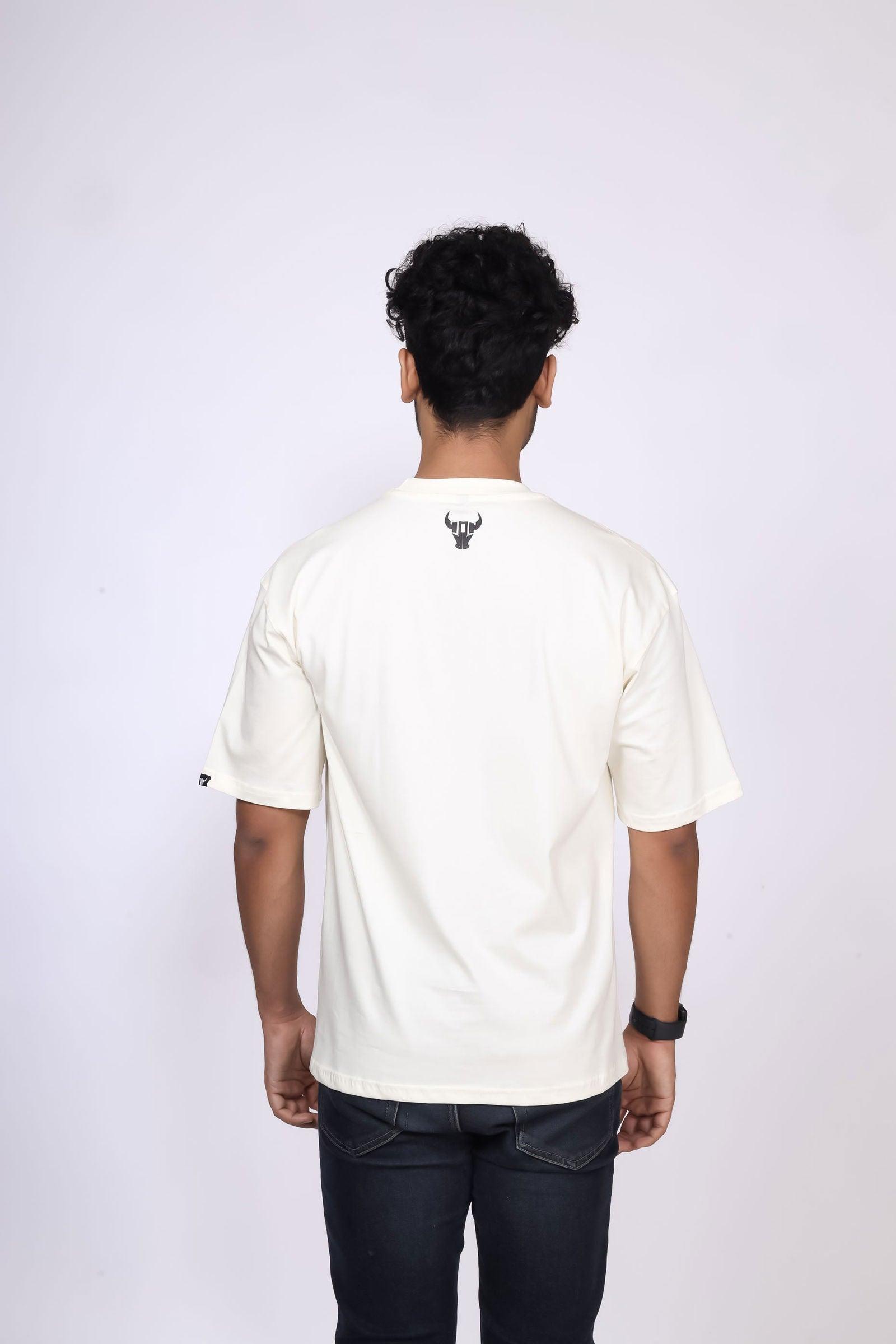 'Hustle' Off White Unisex Oversized Tee - House Of Hustlers