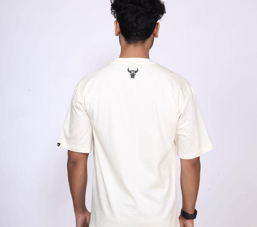 'Hustle' Off White Unisex Oversized Tee - House Of Hustlers